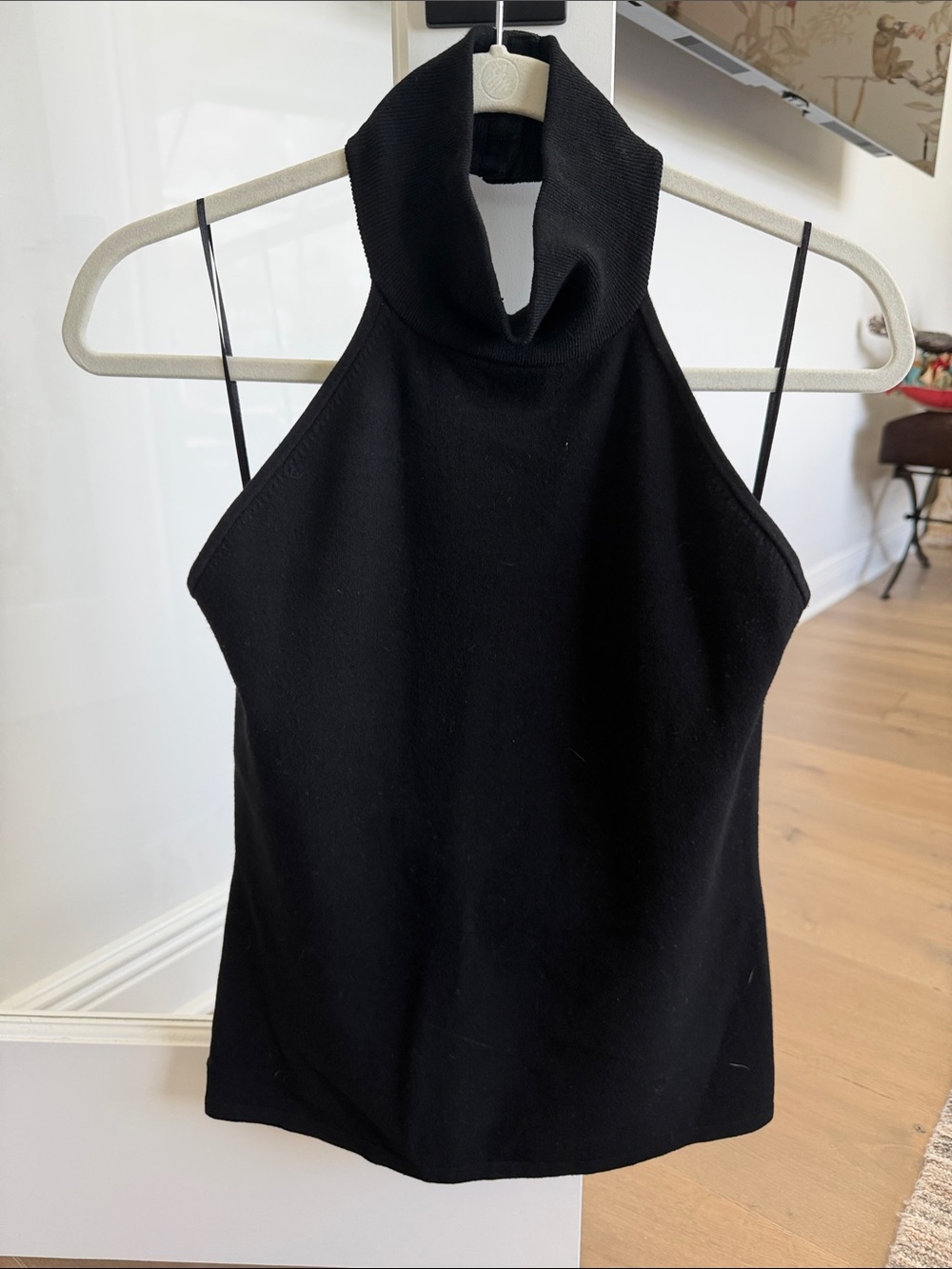 Etcetera Black Halter Turtleneck Tank Top